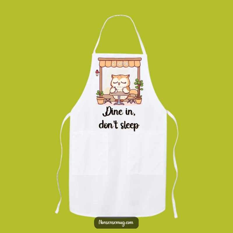 Funny Sleepy Owl Cafe Apron: Dine with Comfort Gift