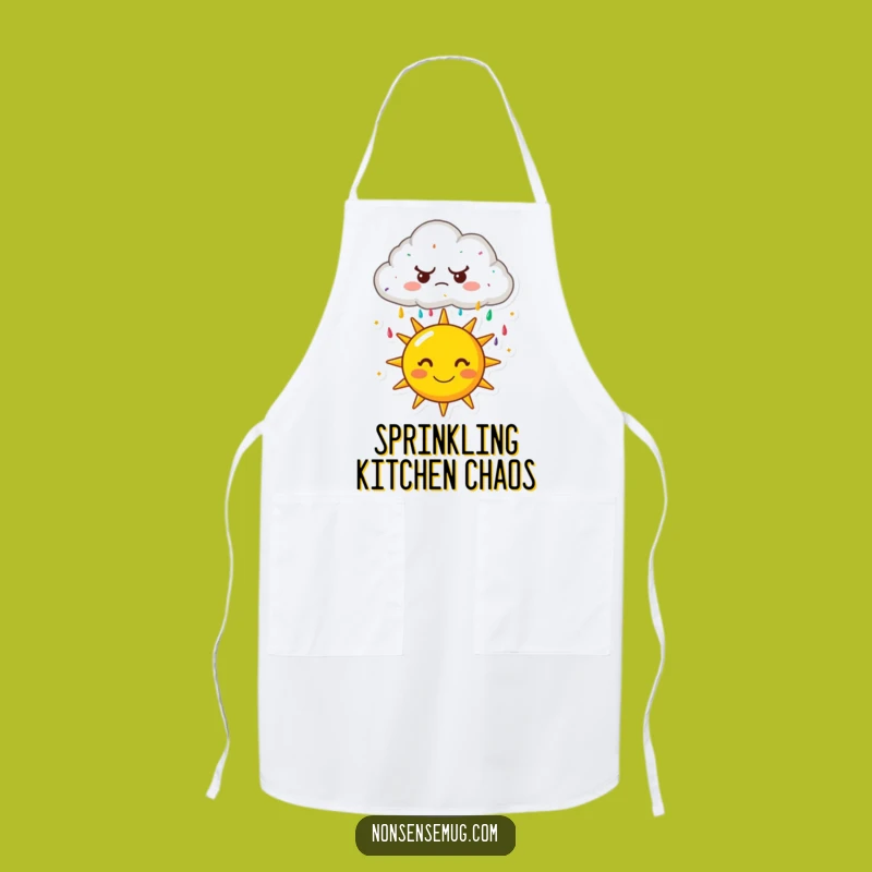 Funny Grumpy Cloud Sprinkle Apron - Quirky Cartoon Kitchenware for Cheerful Cooks