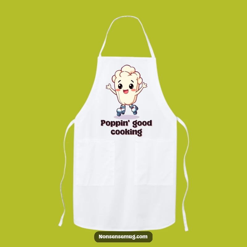 Funny Popcorn Roller Skates Apron - Exhilarated Kernel Kitchen Humor Gift