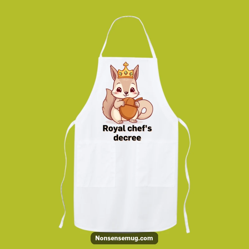 Funny Crowned Squirrel Apron: Kitchen Kingdom Royal Acorn Chef's Wear