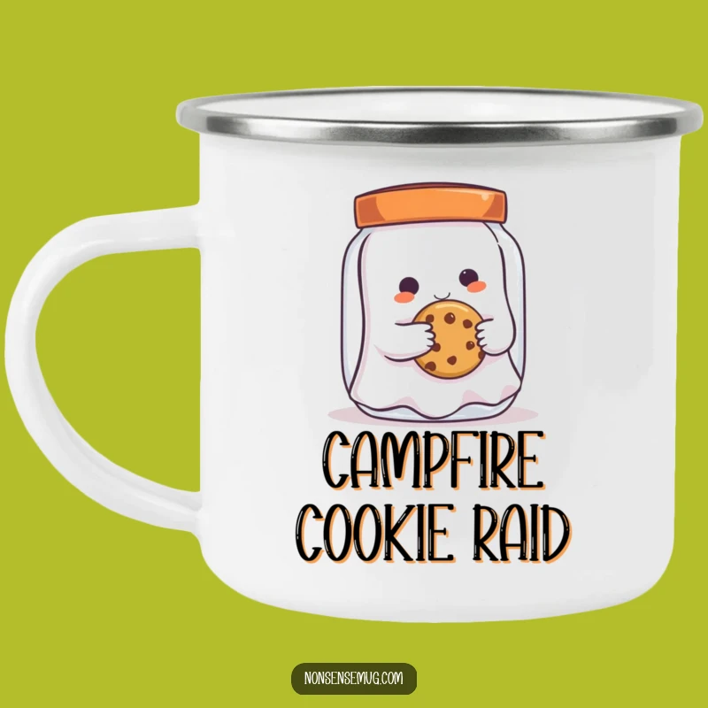 Funny Ghost Cookie Thief Camping Mug - Outdoor Spooky Fun