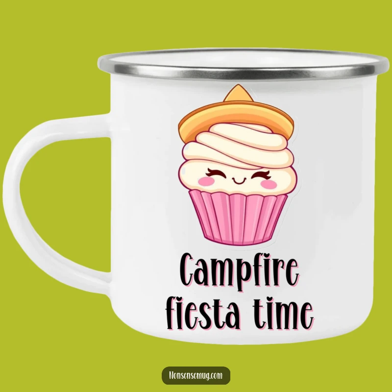 Funny Cupcake Sombrero Camping Mug: Fiesta Fun for Your Adventures