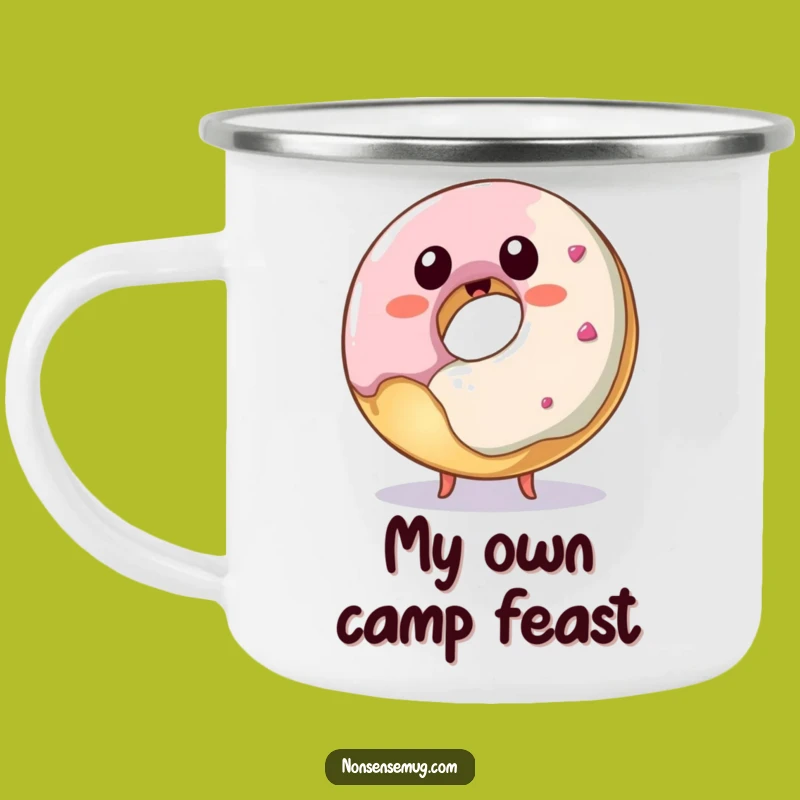 Funny Donut Stealing Bite Camping Mug - Rugged and Hilarious Outdoor Companion