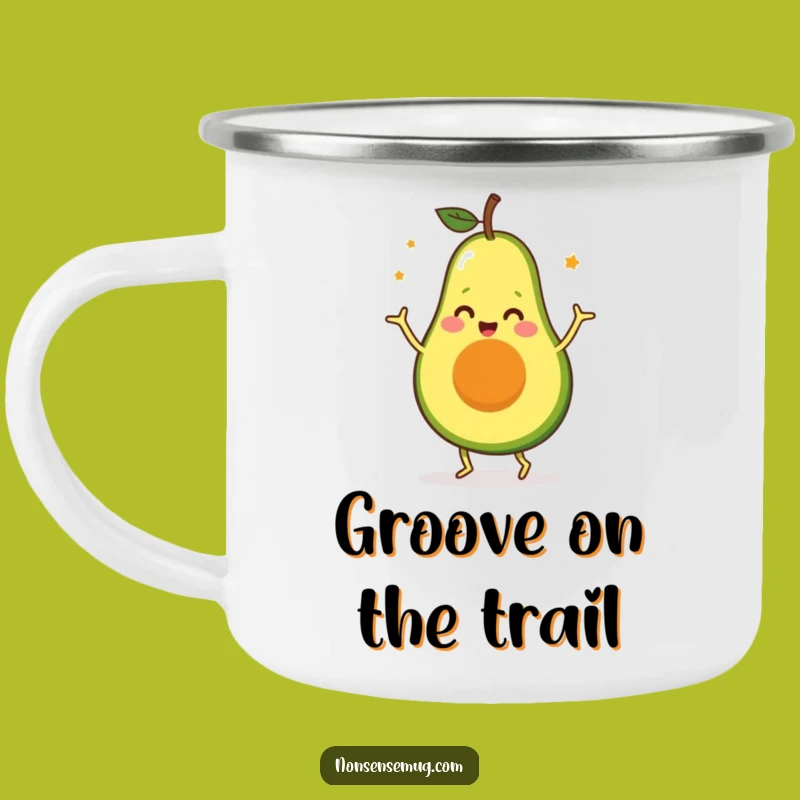 Funny Happy Avocado Dance Camping Mug: Adventure Sips with Hilarious Style
