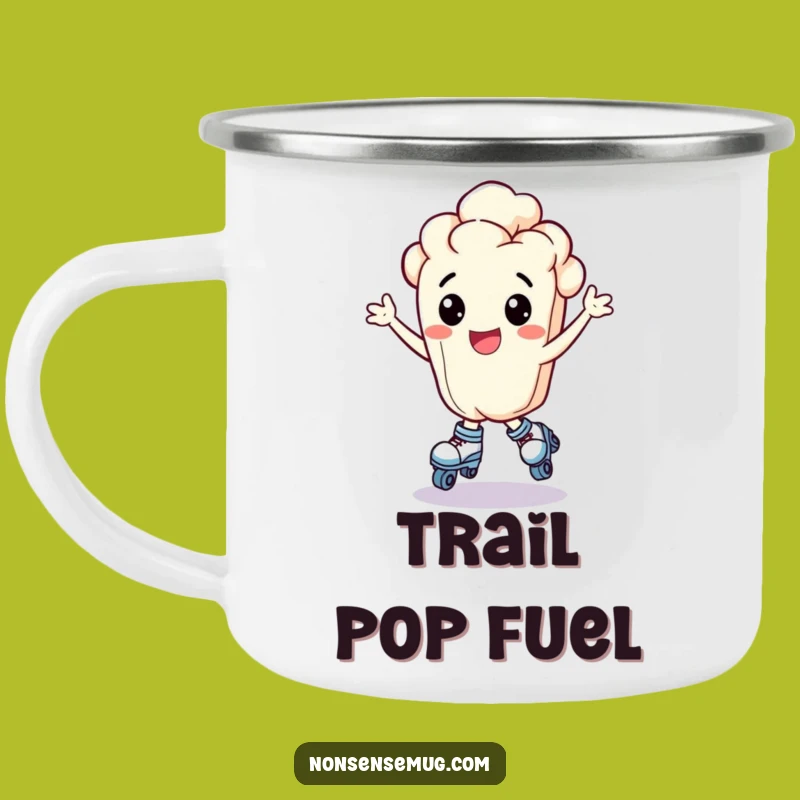Funny Popcorn Roller Skates Camping Mug - Exhilarated Kernel Outdoor Humor Gift