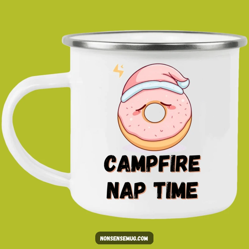 Funny Sleepy Donut Camping Mug - Snoring Pastry Outdoor Comfort Gift
