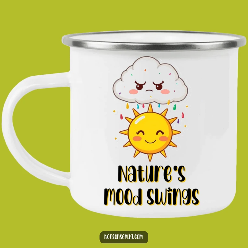 Funny Grumpy Cloud Sprinkle Camping Mug - Durable & Whimsical Outdoor Drinkware