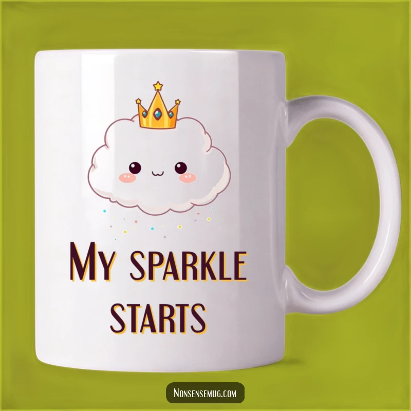 Funny Glitter Cloud Mug: Royal Whimsical Character Morning Gift