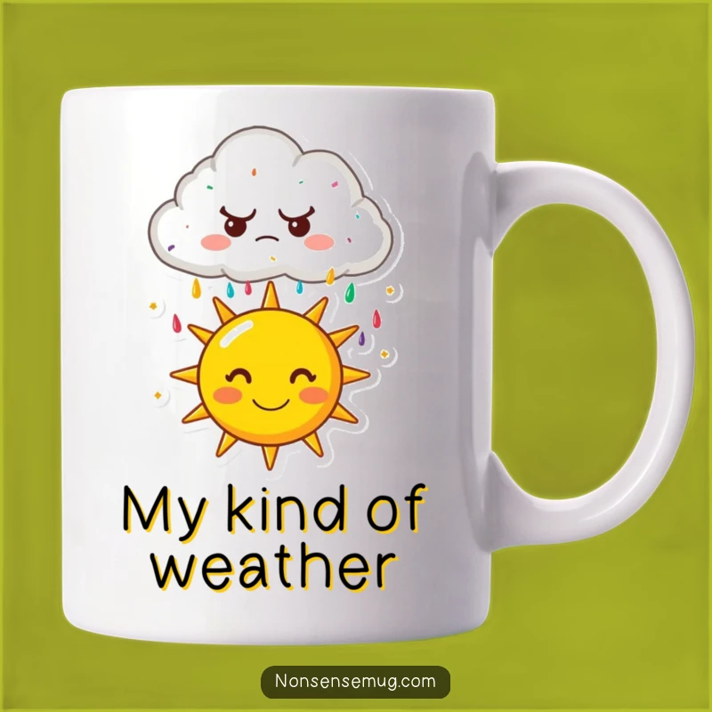 Funny Grumpy Cloud Sprinkle Mug - Whimsical Cartoon Gift for Rainy Day Blues