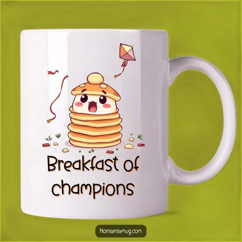 Funny Pancake Kite Flying Mug: Hilarious Breakfast Humor Gift