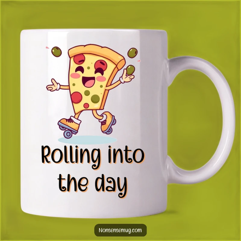 Funny Pizza Roller Skate Mug - Juggling Olives Fun Gift!