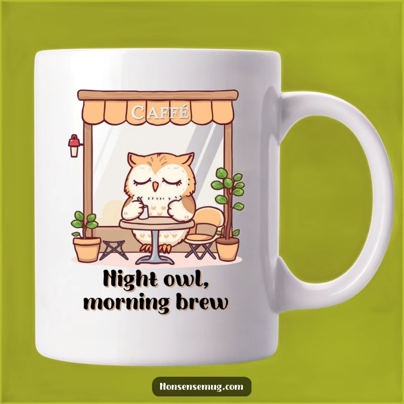 Funny Sleepy Owl Cafe Mug: Cozy Dining Gift for Night Owls