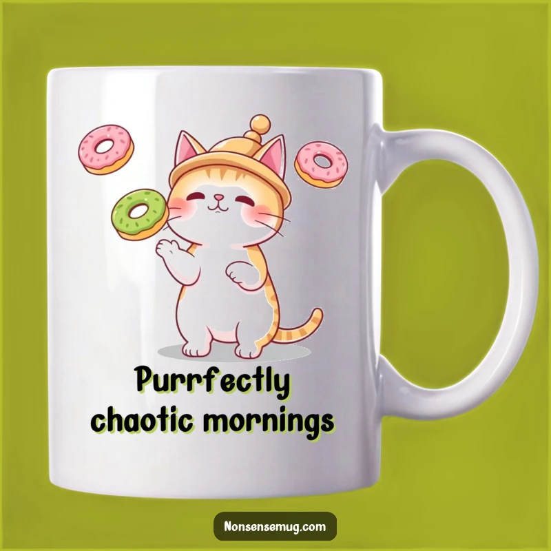 Funny Cat Juggling Donuts Mug - Purrfectly Amusing Gift