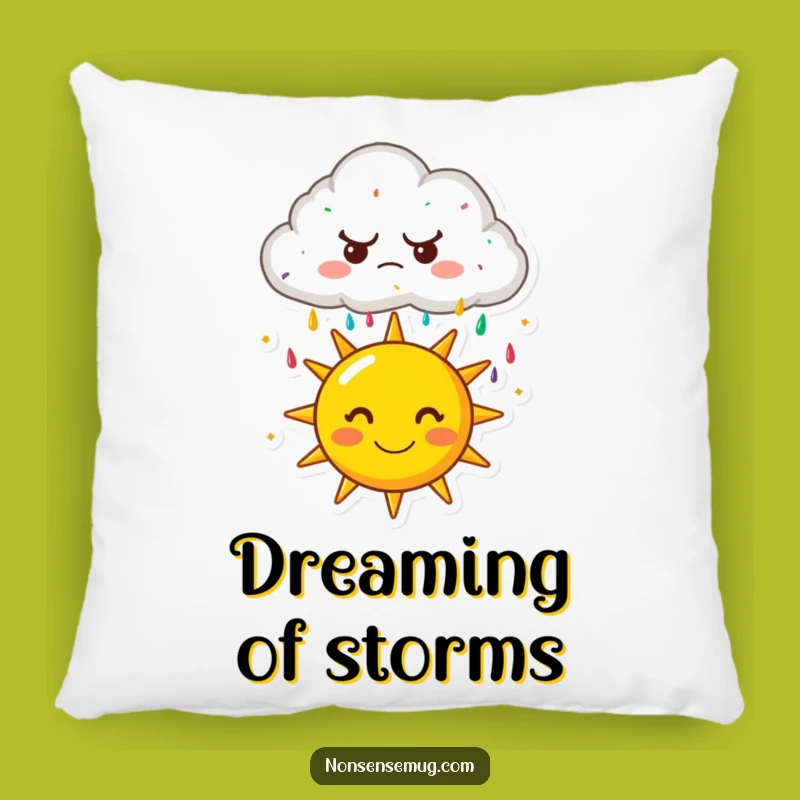 Funny Grumpy Cloud Sprinkle Pillow - Cozy & Whimsical Cartoon Accent Pillow
