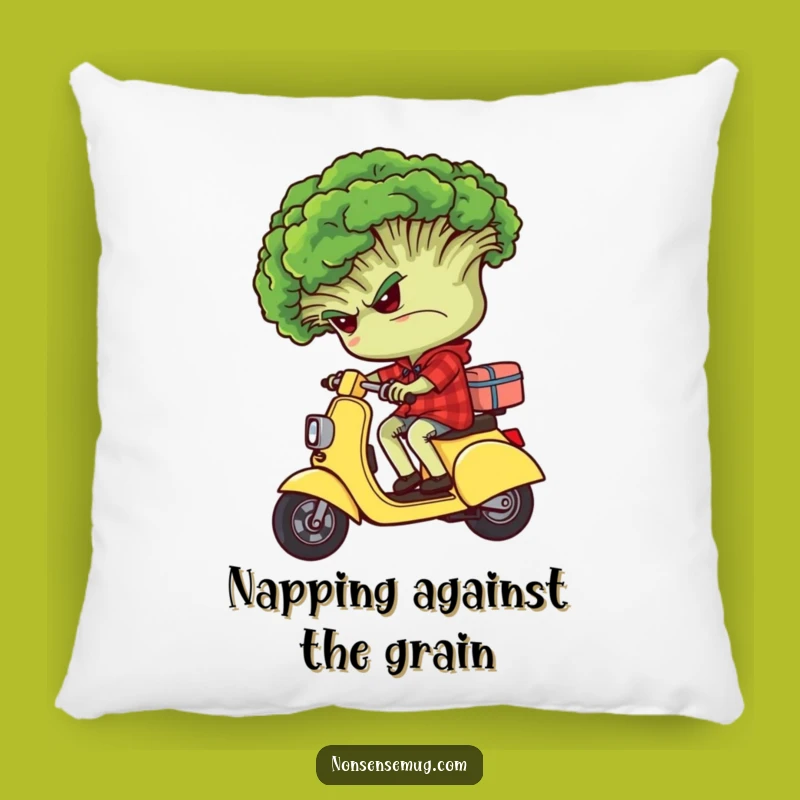 Funny Grumpy Broccoli Pillow - Comfy Decor for a Sassy Space