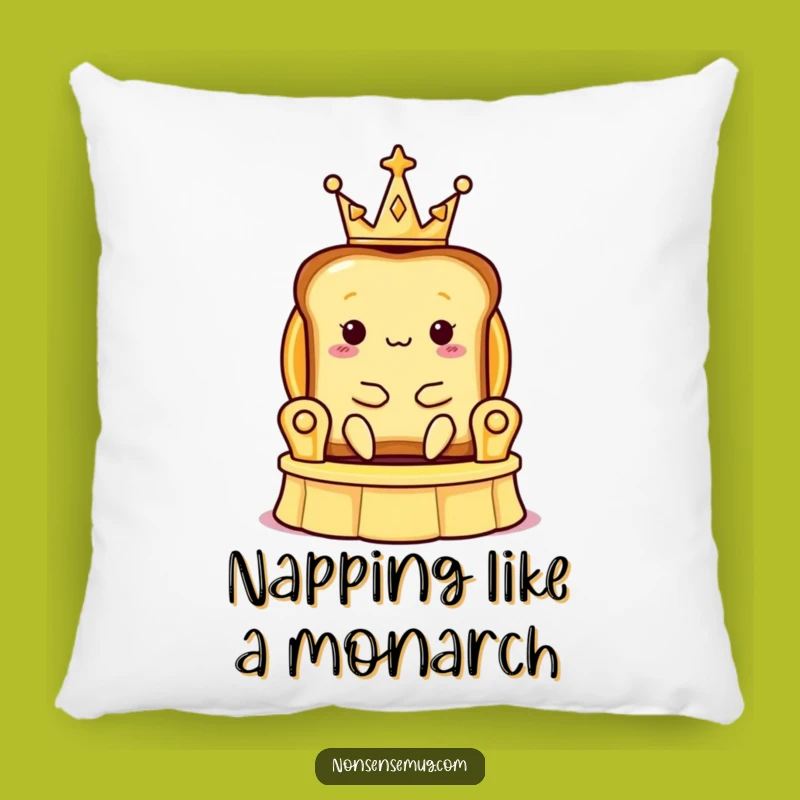 Funny Toast Crown Pillow: Royal Slice Cushion - Cozy & Funny Gift