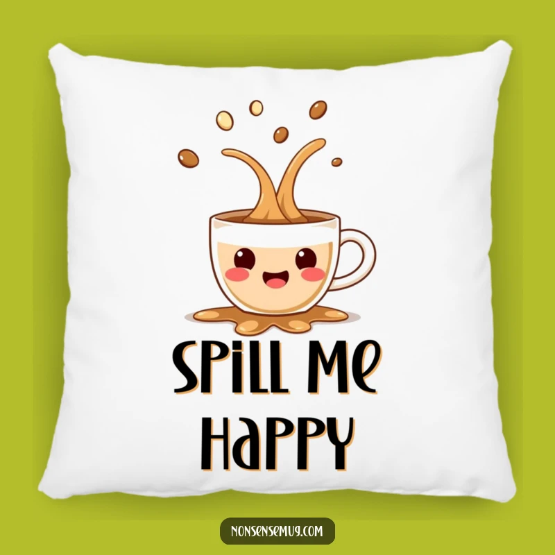 Funny Coffee Spill Pillow: Cozy Character Comfort Accent