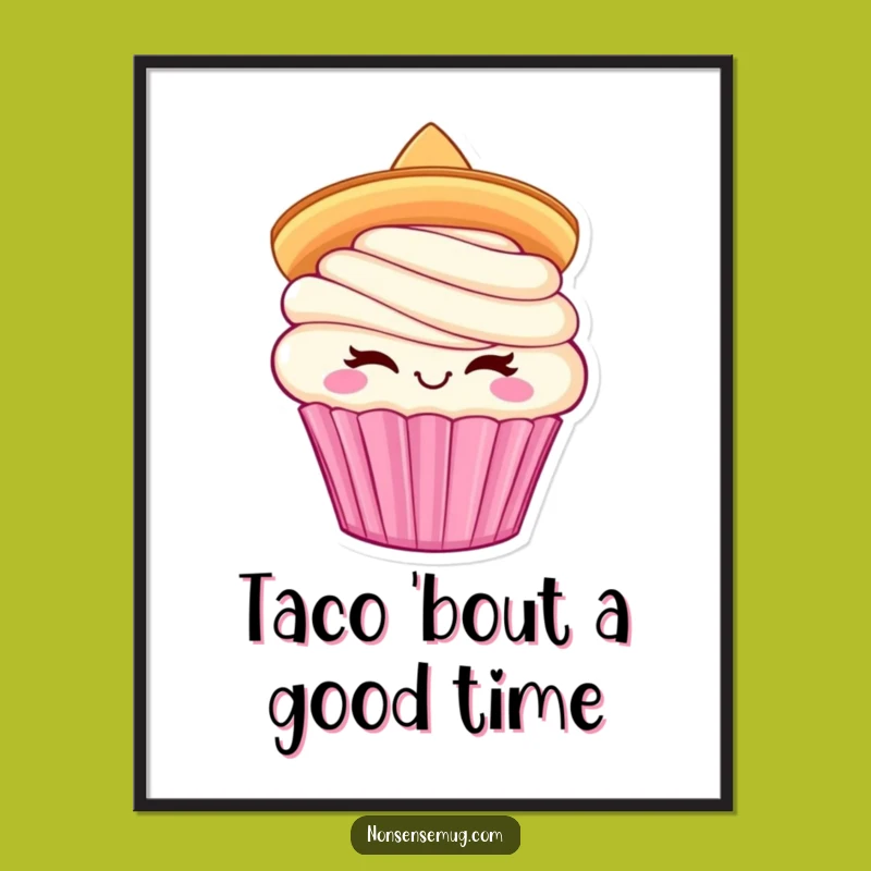 Funny Cupcake Sombrero Digital Art: Fiesta Decor with Sweet, Humorous Flair