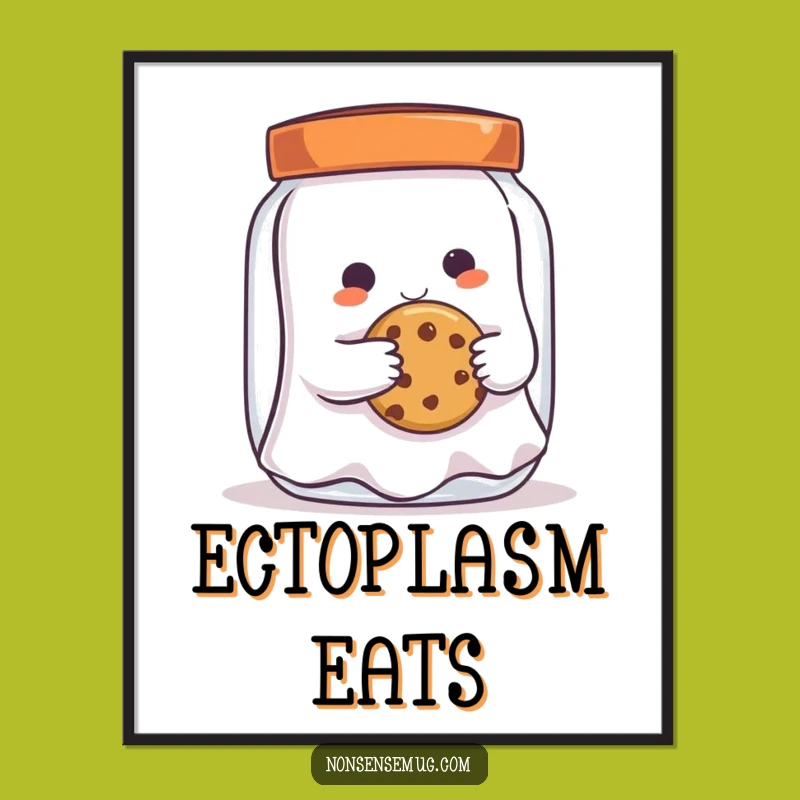 Funny Ghost Cookie Thief Digital Art - Instant Spooky Decor Gift