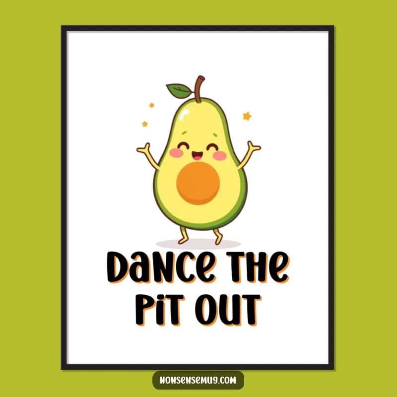 Funny Happy Avocado Dance Digital Art: Instant Hilarious Decor for Your Space