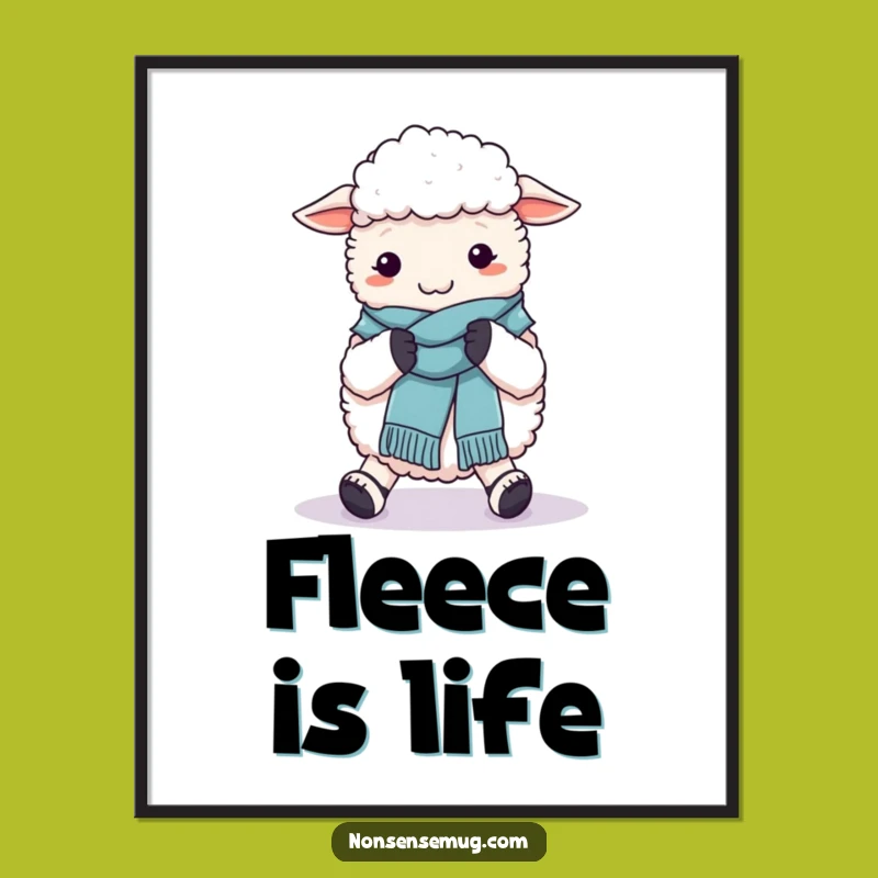 Funny Sheep Knitting Digital Art: Ewe Crafting Scarf on Feet - Instant Hilarious Download