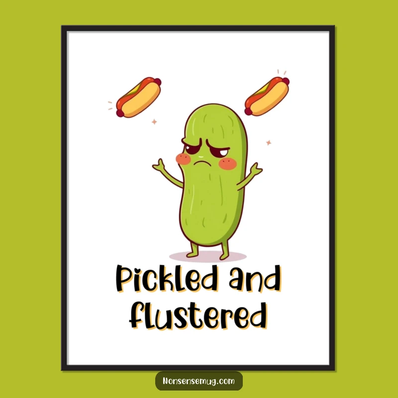 Funny Pickle Juggling Digital Art: Grumpy & Confused - Instant Download - Perfect Funny Gift