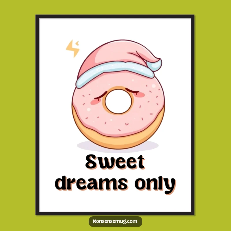 Funny Sleepy Donut Print - Snoring Pastry Digital Art Gift
