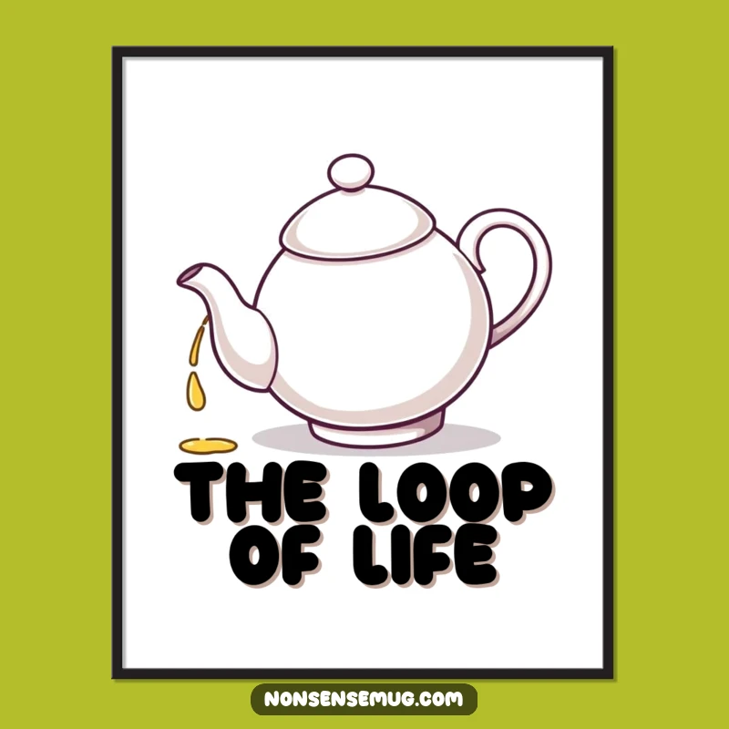 Funny Teapot Self-Pouring Art Print - Whimsical Decor for Tea Lovers