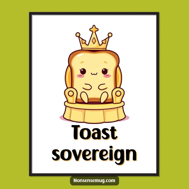 Funny Toast Crown Digital Art: Royal Breakfast - Instant Download - Perfect Funny Gift