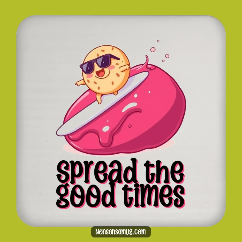 Funny Bagel Surfing Jam Coaster - Protect Surfaces with Breakfast Fun