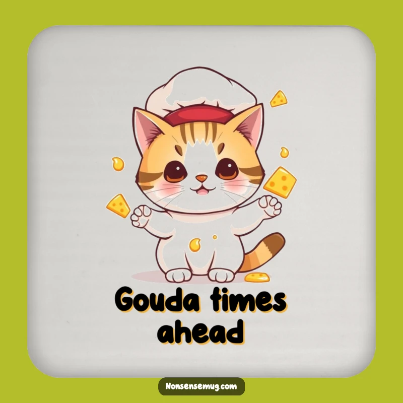 Funny Cat Chef Coasters (Set of 4): Protect Surfaces from Cheesy Mishaps