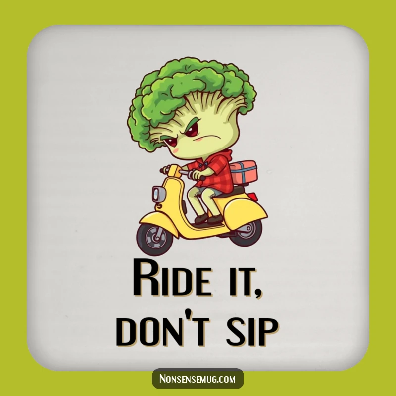 Funny Grumpy Broccoli Coaster - Protect Surfaces with Veggie Sass