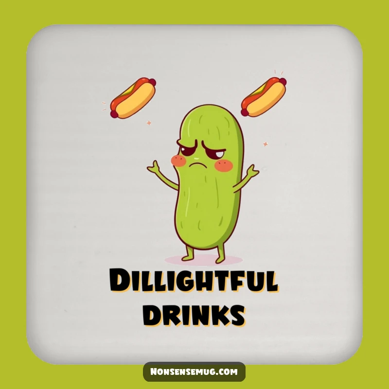 Funny Pickle Juggling Coaster: Grumpy & Confused - Surface Protection - Hilarious Funny Gift