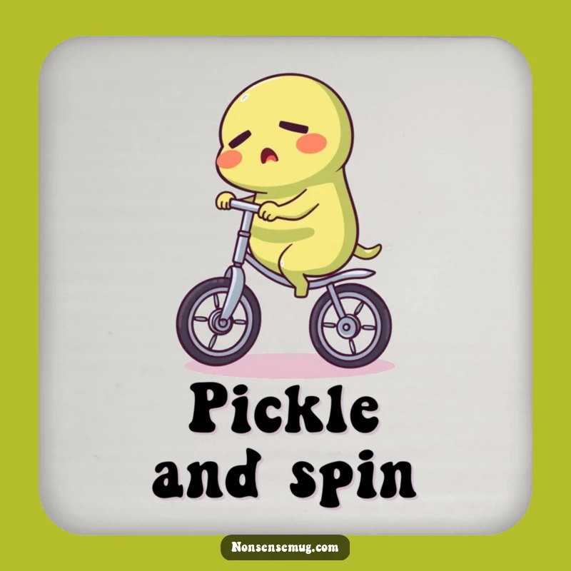 Funny Pickle Unicycle Drink Coaster: Add Hilarious Balance to Your Table