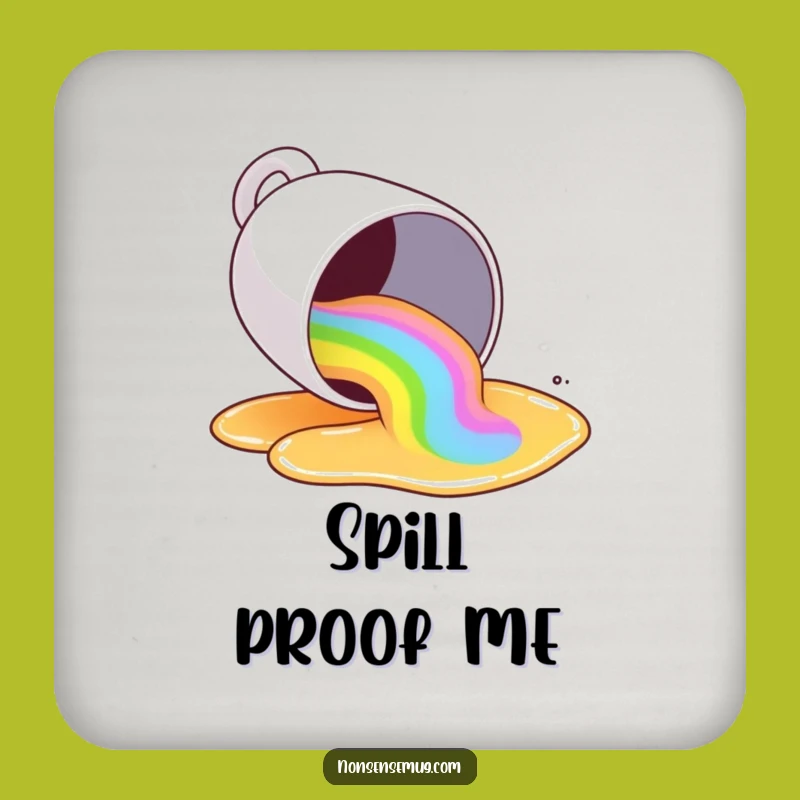 Funny Rainbow Spill Coaster: Protect Surfaces with Hilarious Colorful Art