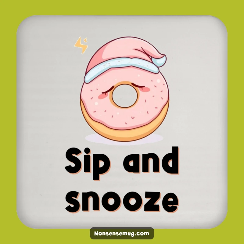 Funny Sleepy Donut Coaster - Snoring Pastry Table Protection Gift
