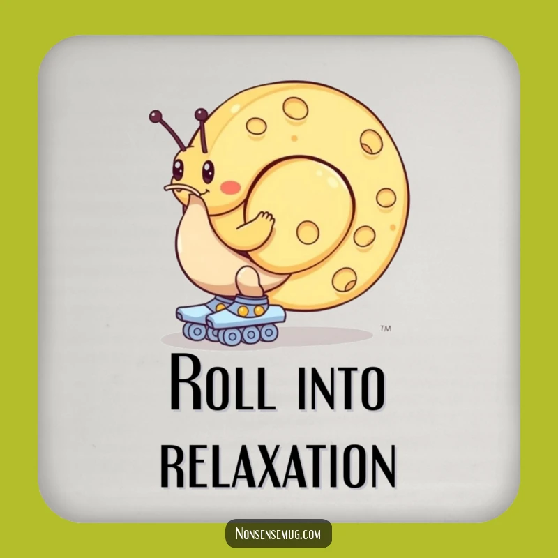 Funny Snail Cheese Coaster: Roller Skating Slowpoke with Giant Wheel, Tabletop Humor Gift