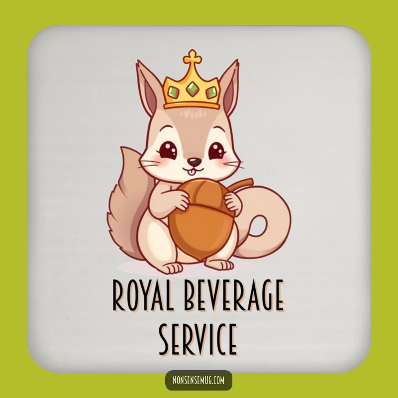 Funny Crowned Squirrel Coaster Set: Protect Your Surfaces with Royal Nutty Humor
