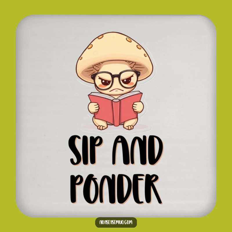 Funny Grumpy Mushroom Coaster: Protect Surfaces with a Wise Reader - Unique Funny Gift