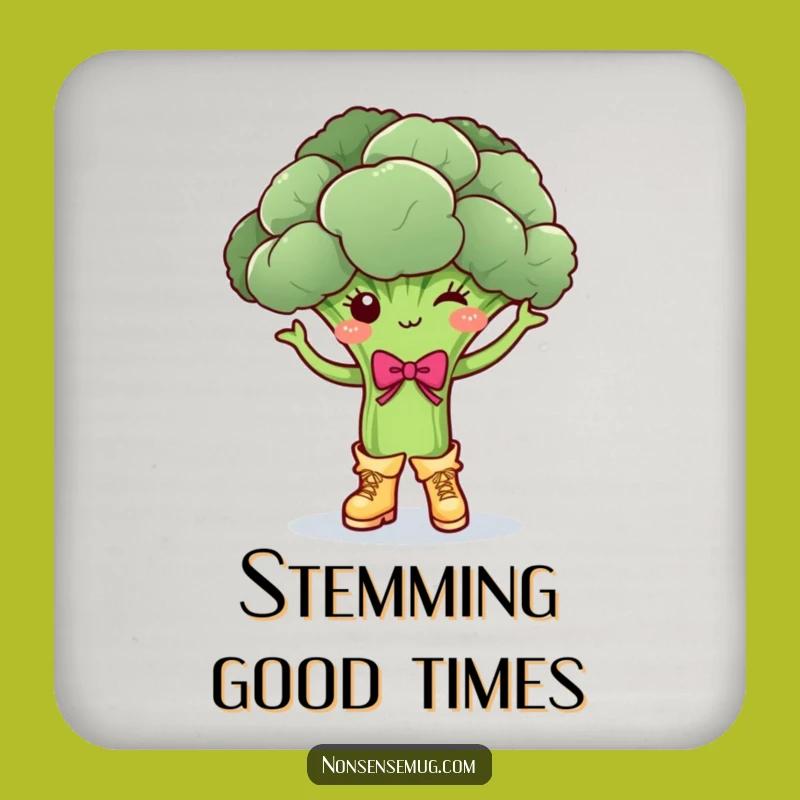 Funny Dancing Broccoli Drink Coaster: Protect Surfaces with Veggie Fun!
