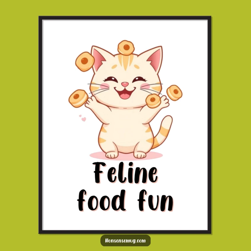 Funny Cat Juggling Pastries Poster - Hilarious Wall Art for Pet Lovers!