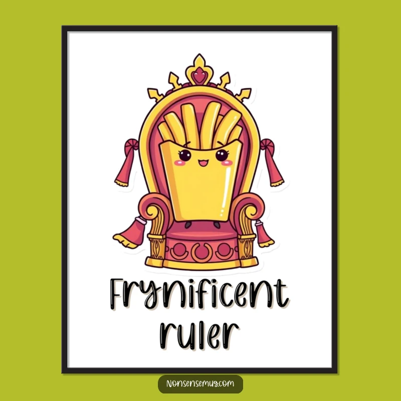 Funny French Fry Poster: Royal Fry on Throne, Hilarious Wall Art for Foodies