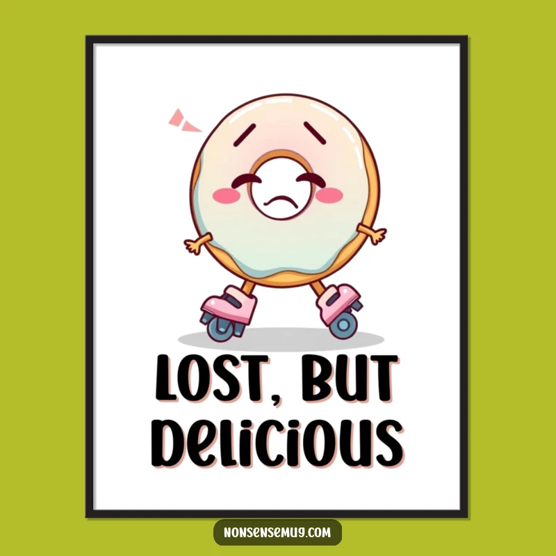 Funny Confused Donut Skating Poster: Whimsical Wall Art Gift