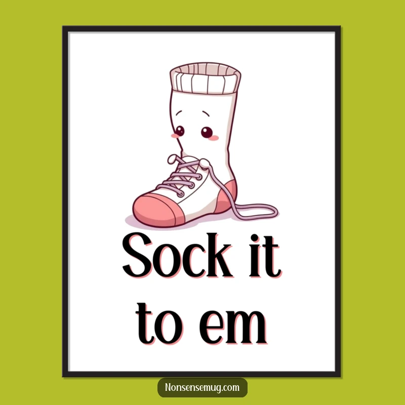 Funny Sock Tying Poster - Whimsical Wall Art for Laundry Room Charm