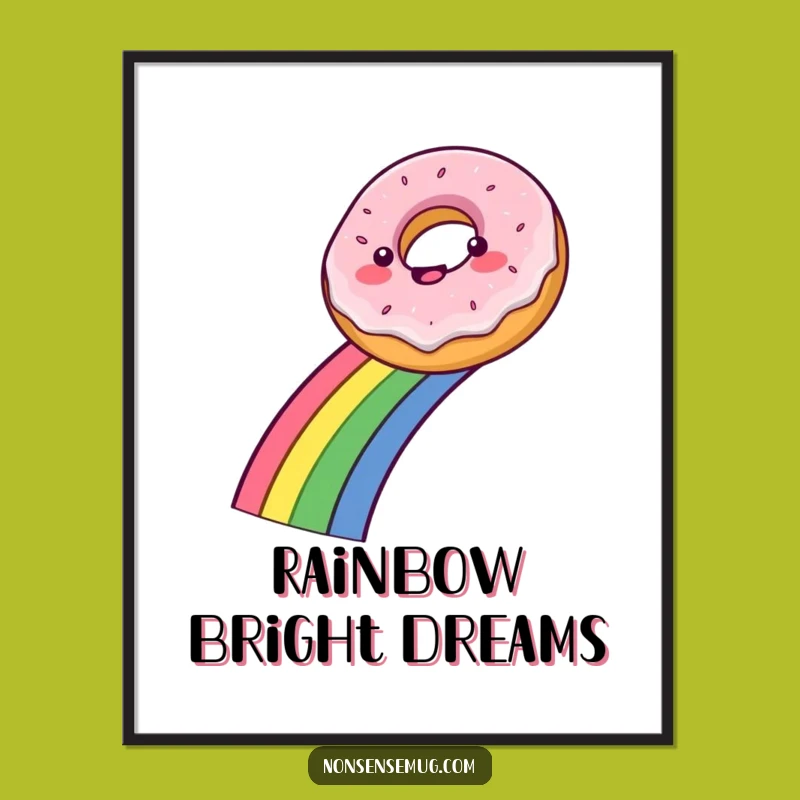 Funny Donut Rainbow Slide Poster: Festive Wall Art for Sweet Spaces
