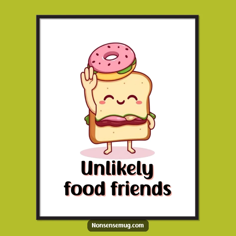 Funny Sandwich Donut Poster: Quirky Wall Art Celebrating Awkward Friendships