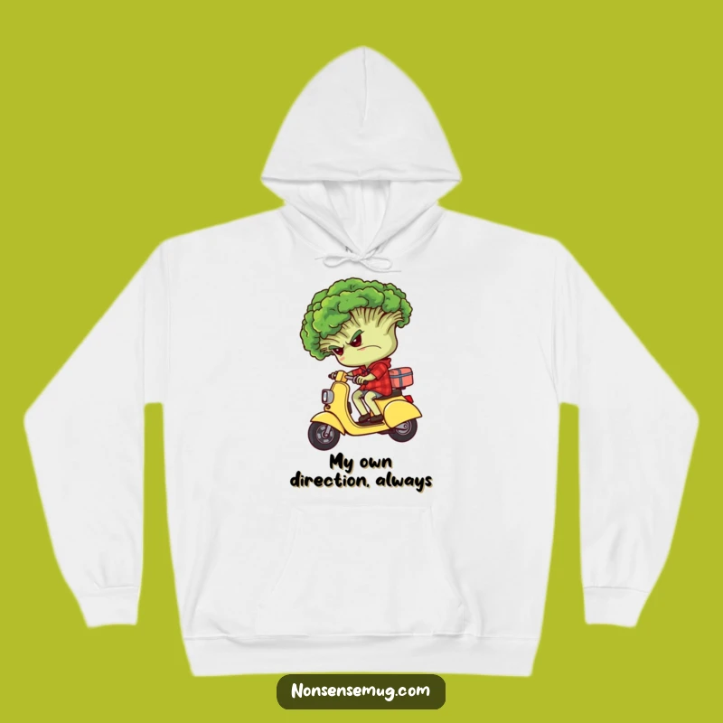 Cozy Funny Broccoli Scooter Hoodie - Embrace Your Inner Grump