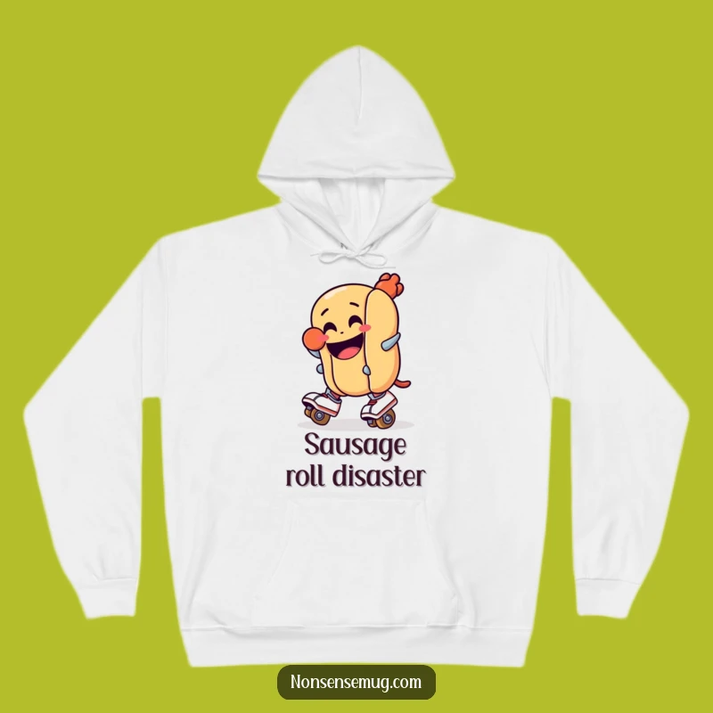 Funny Hot Dog Roller Skate Hoodie - Cozy & Hilarious Cartoon Sweatshirt Gift