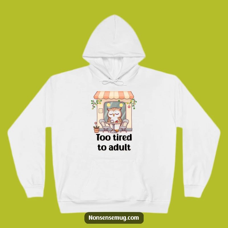 Funny Sleepy Owl Hoodie: Cozy Up with This Hilarious Cafe Design