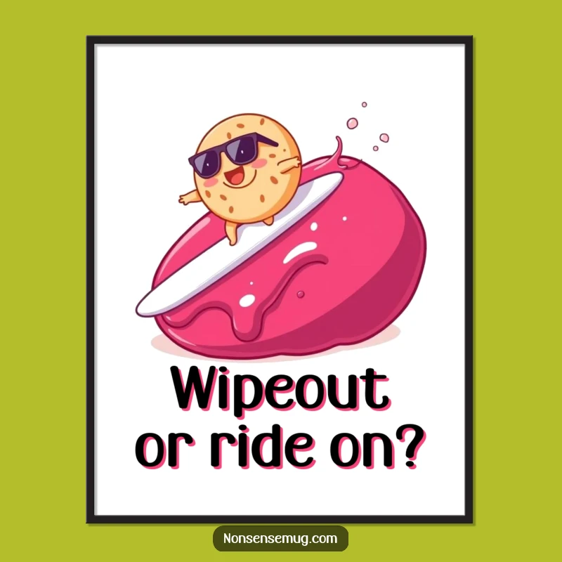 Free Printable Wall Art: Funny Surfing Bagel Poster Downloadable Gift